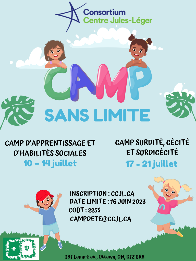 Affiche du Camp Sans Limite. En cliquant dessus, vous pouvez accéder au formulaire d'inscription.